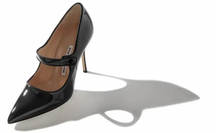 Women Black Patent Leather Pointed Toe Pumps Manolo Blahnik Pumps