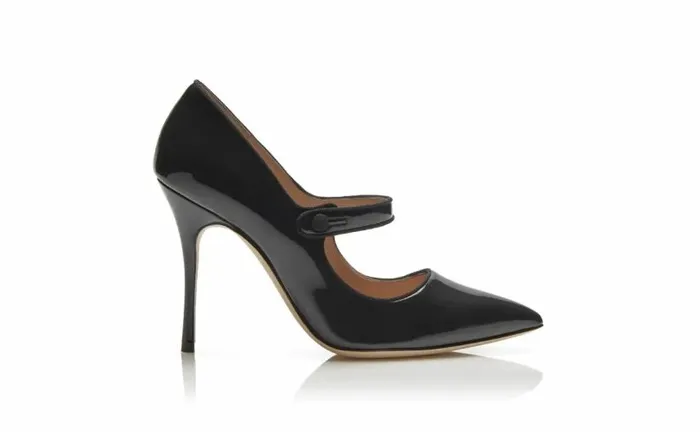Women Black Patent Leather Pointed Toe Pumps Manolo Blahnik Pumps