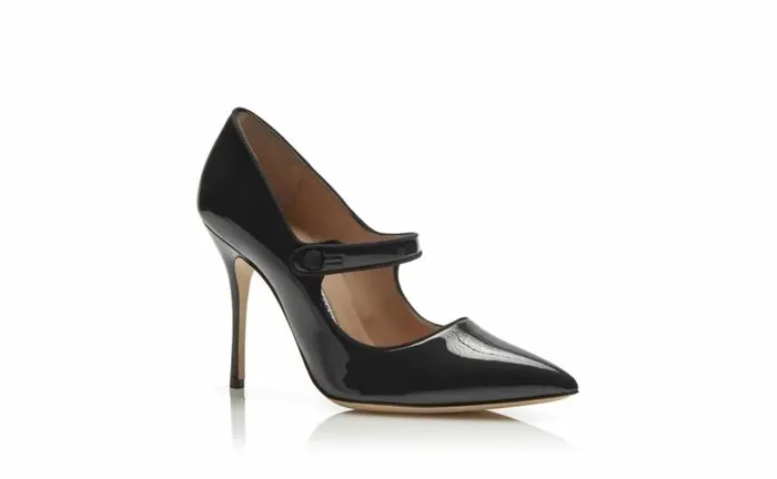 Women Black Patent Leather Pointed Toe Pumps Manolo Blahnik Pumps