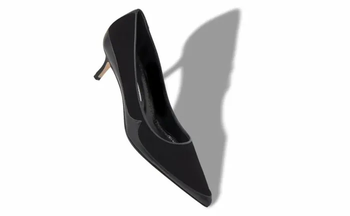 Women Black Suede Contrast Pumps Manolo Blahnik Pumps