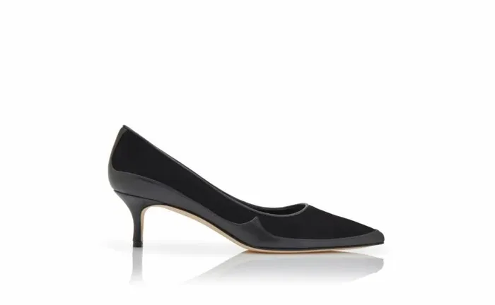 Women Black Suede Contrast Pumps Manolo Blahnik Pumps