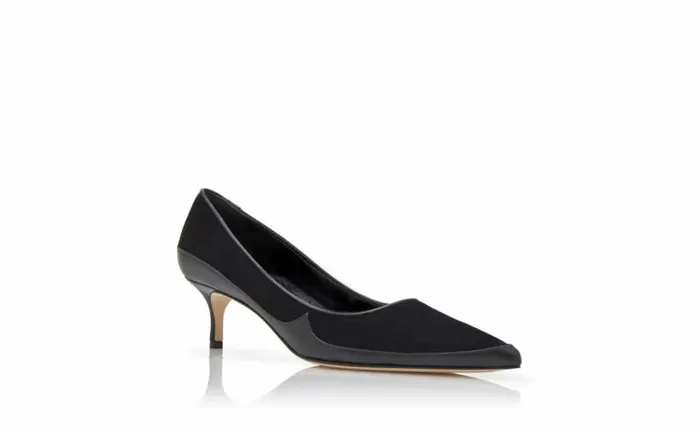 Women Black Suede Contrast Pumps Manolo Blahnik Pumps