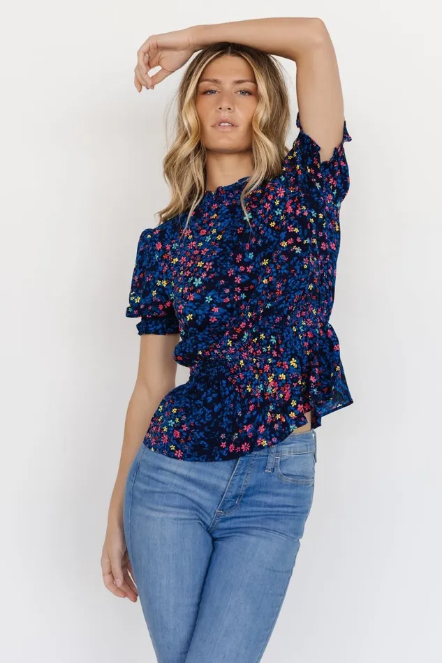 Women Blouses Shirts Baltic Born Beth Peplum Top Blue Multi Women Blouses Shirts Baltic Born Beth Peplum Top Blue Multi