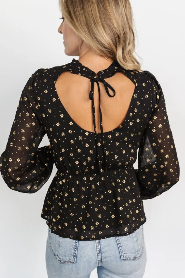 Women Blouses Shirts Baltic Born Chandra Peplum Top Black Gold Women Blouses Shirts Baltic Born Chandra Peplum Top Black Gold