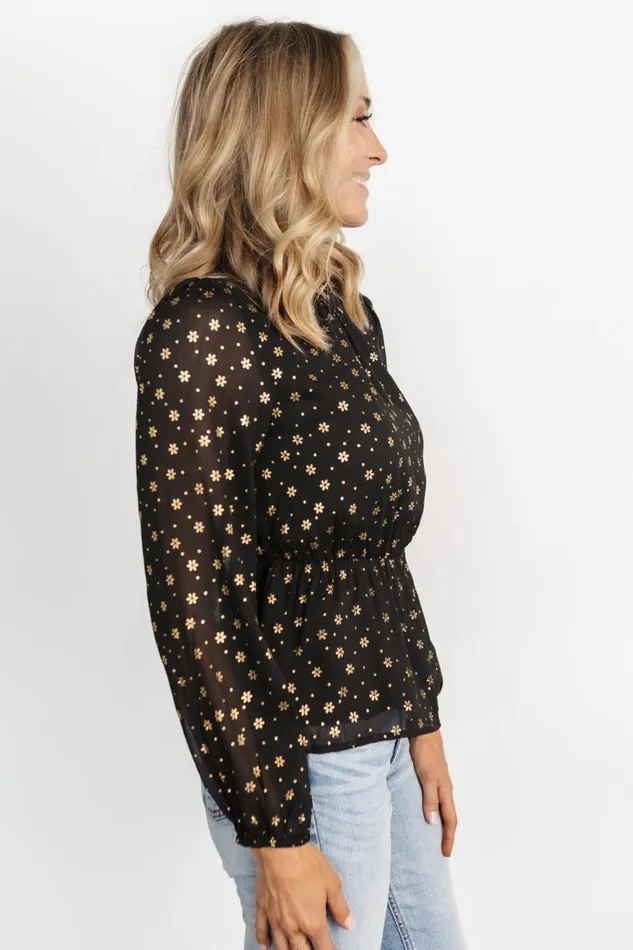 Women Blouses Shirts Baltic Born Chandra Peplum Top Black Gold Women Blouses Shirts Baltic Born Chandra Peplum Top Black Gold