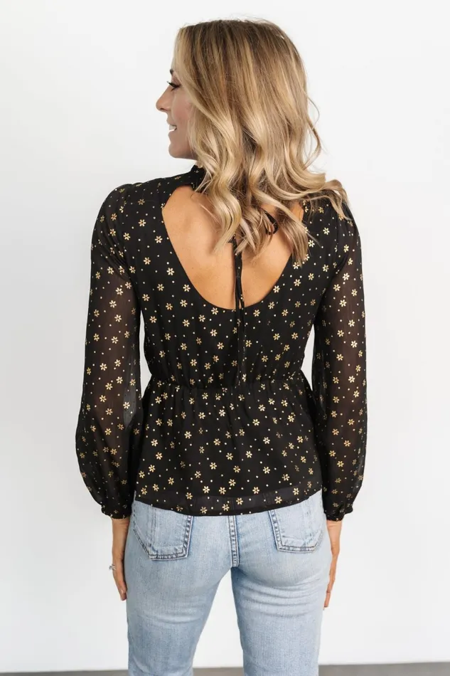 Women Blouses Shirts Baltic Born Chandra Peplum Top Black Gold Women Blouses Shirts Baltic Born Chandra Peplum Top Black Gold