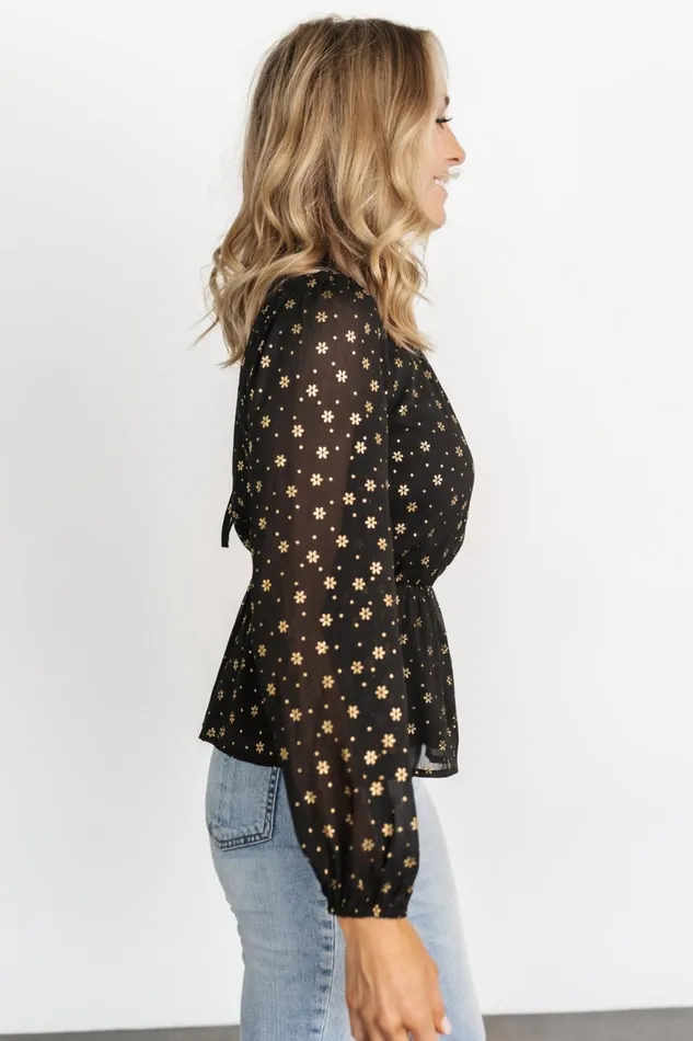 Women Blouses Shirts Baltic Born Chandra Peplum Top Black Gold Women Blouses Shirts Baltic Born Chandra Peplum Top Black Gold