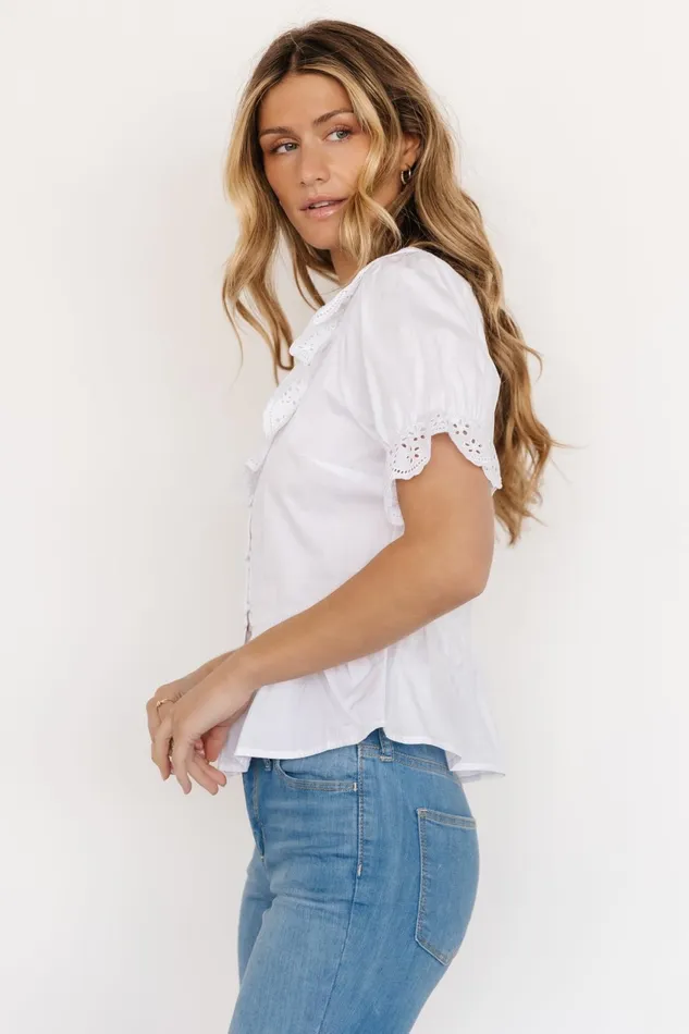Women Blouses Shirts Baltic Born Devereux Button Eyelet Top White