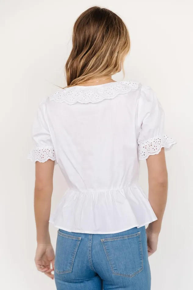 Women Blouses Shirts Baltic Born Devereux Button Eyelet Top White
