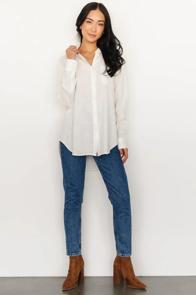 Women Blouses Shirts Baltic Born Harlan Linen Button Down Top Off White Women Blouses Shirts Baltic Born Harlan Linen Button Down Top Off White