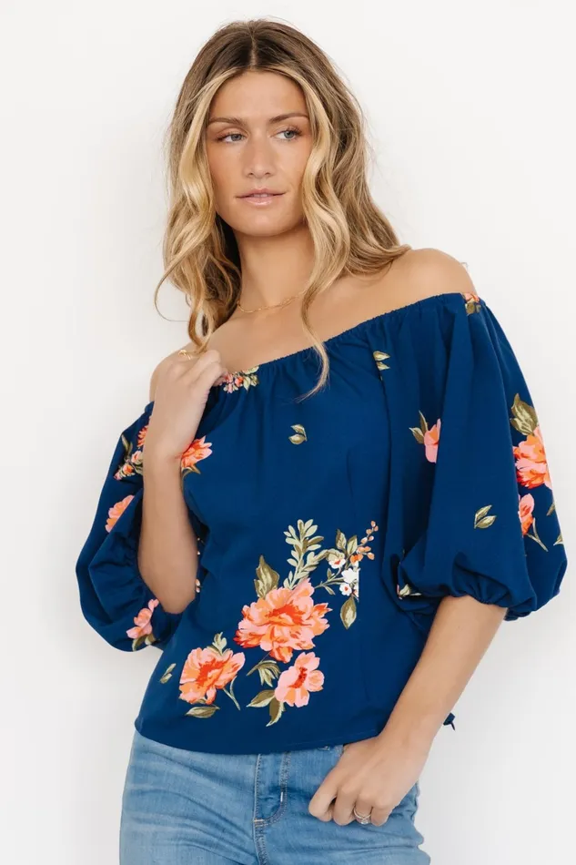 Women Blouses Shirts Baltic Born Julia Off Shoulder Top Blue Multi Women Blouses Shirts Baltic Born Julia Off Shoulder Top Blue Multi