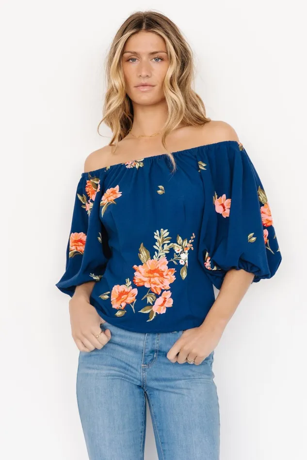 Women Blouses Shirts Baltic Born Julia Off Shoulder Top Blue Multi Women Blouses Shirts Baltic Born Julia Off Shoulder Top Blue Multi