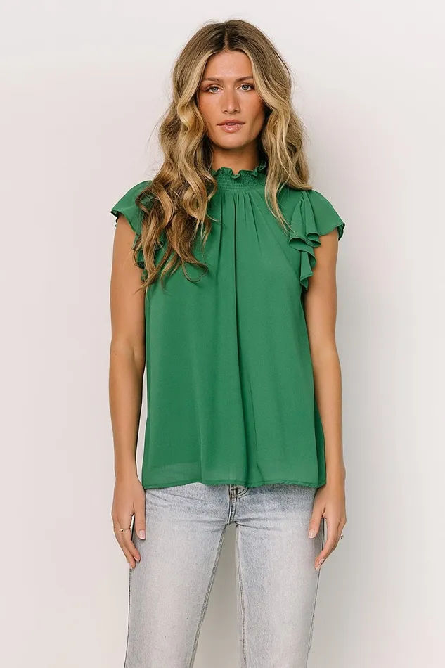 Women Blouses Shirts Baltic Born Leah Mock Neck Top Green