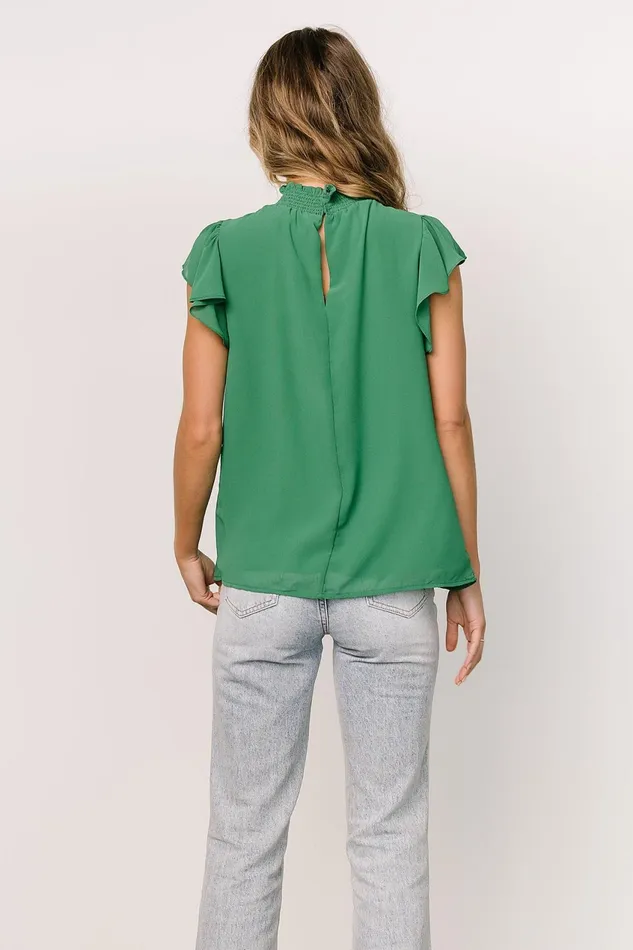 Women Blouses Shirts Baltic Born Leah Mock Neck Top Green