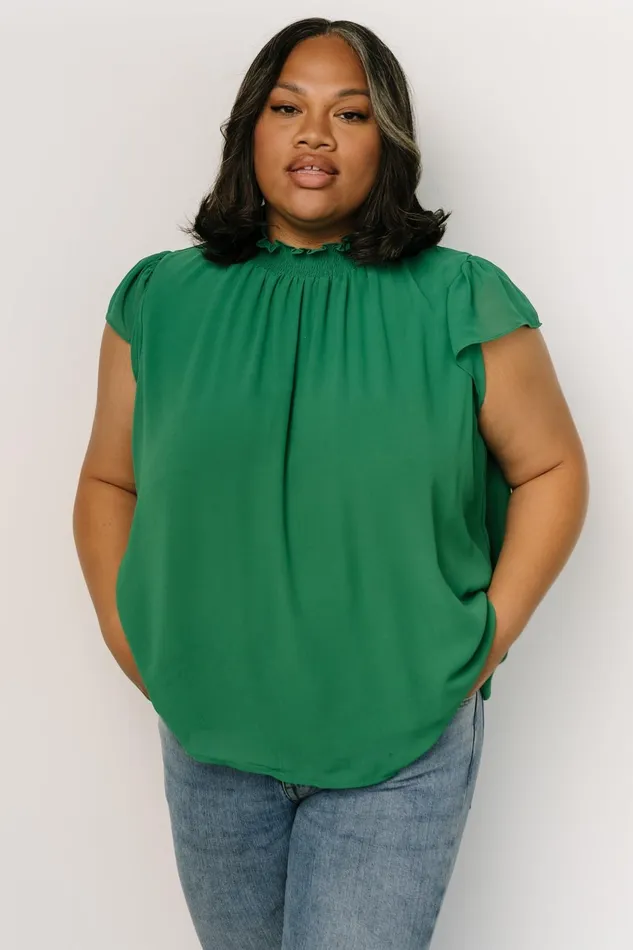 Women Blouses Shirts Baltic Born Leah Mock Neck Top Green