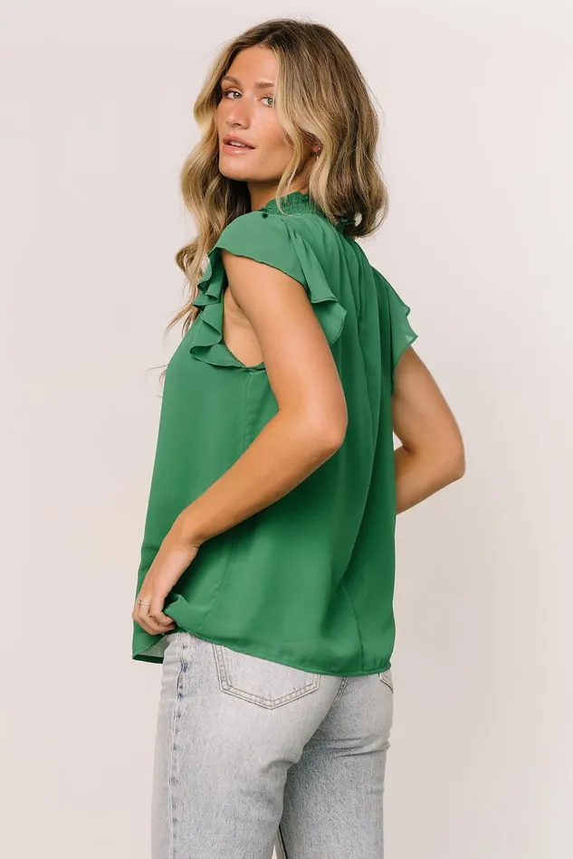 Women Blouses Shirts Baltic Born Leah Mock Neck Top Green