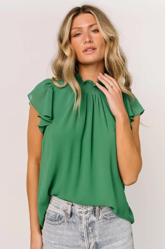 Women Blouses Shirts Baltic Born Leah Mock Neck Top Green