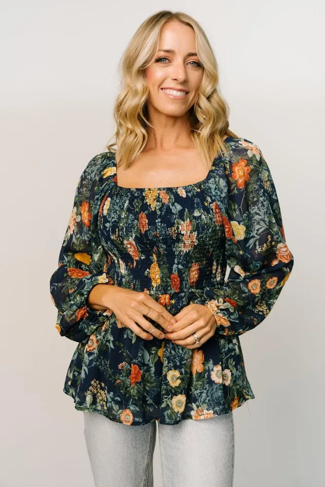 Women Blouses Shirts Baltic Born Ollie Smocked Top Navy Multi Women Blouses Shirts Baltic Born Ollie Smocked Top Navy Multi