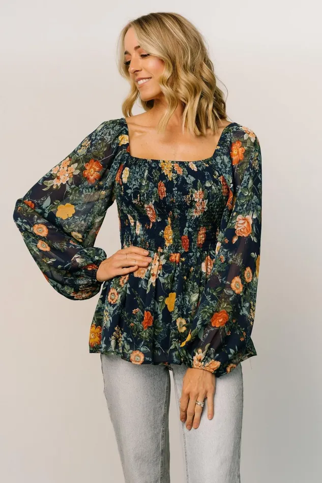 Women Blouses Shirts Baltic Born Ollie Smocked Top Navy Multi Women Blouses Shirts Baltic Born Ollie Smocked Top Navy Multi