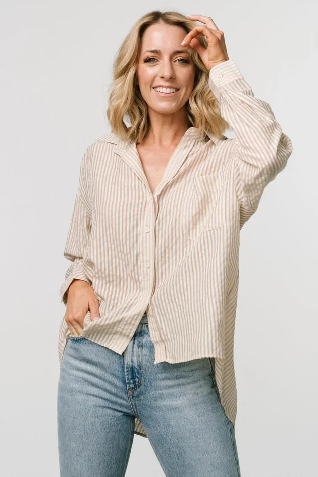 Women Blouses Shirts Baltic Born Sheldon Striped Oversized Top Natural