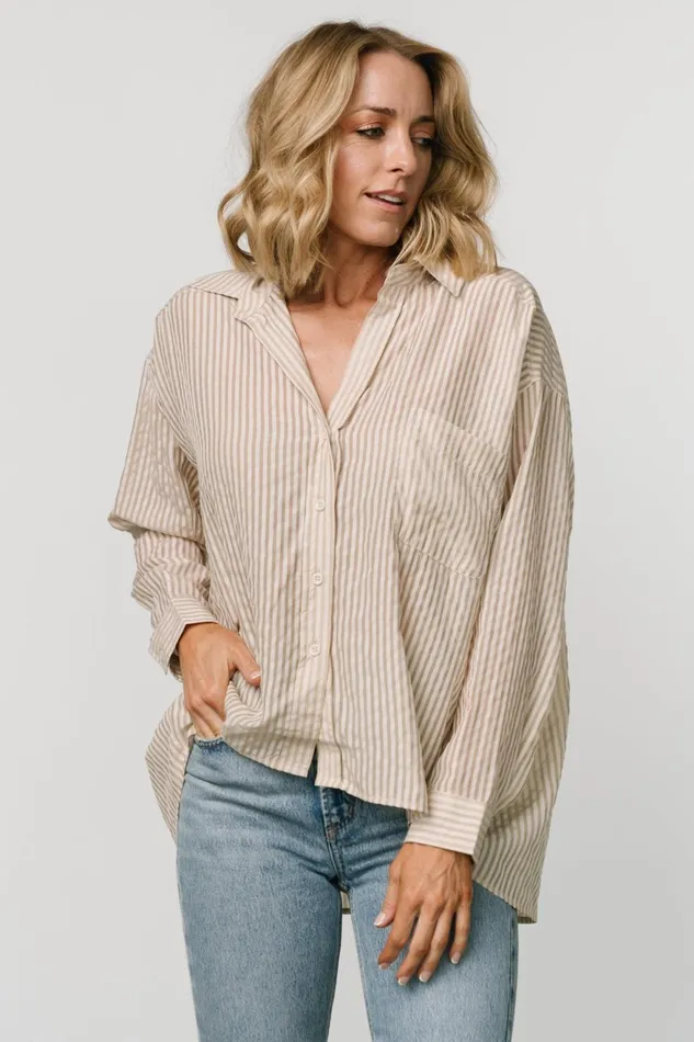 Women Blouses Shirts Baltic Born Sheldon Striped Oversized Top Natural Women Blouses Shirts Baltic Born Sheldon Striped Oversized Top Natural