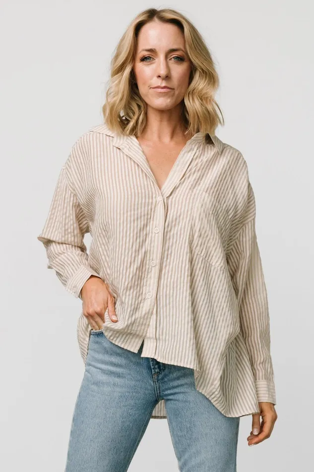 Women Blouses Shirts Baltic Born Sheldon Striped Oversized Top Natural Women Blouses Shirts Baltic Born Sheldon Striped Oversized Top Natural