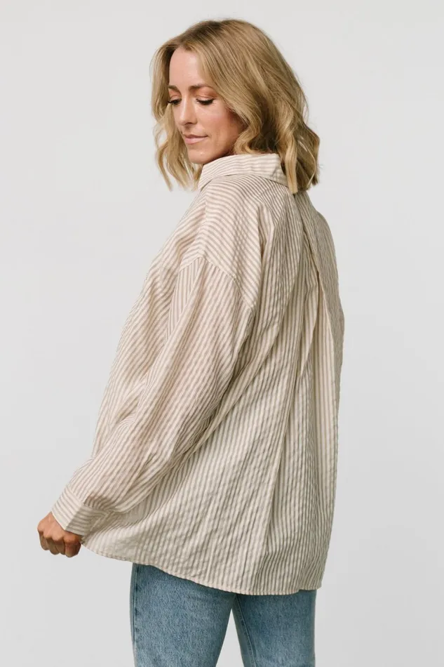 Women Blouses Shirts Baltic Born Sheldon Striped Oversized Top Natural Women Blouses Shirts Baltic Born Sheldon Striped Oversized Top Natural