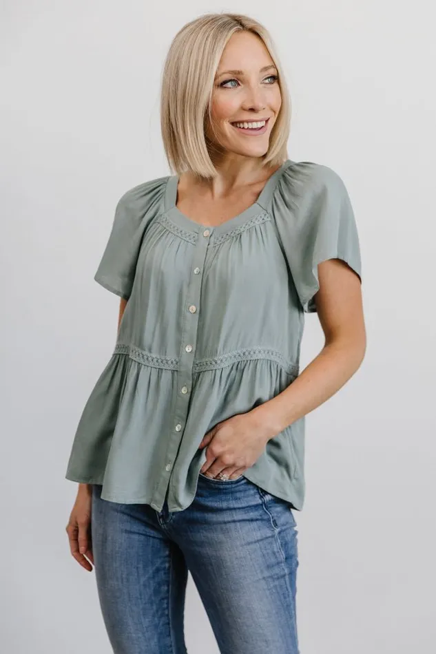 Women Blouses Shirts Baltic Born Unity Button Up Top Sage