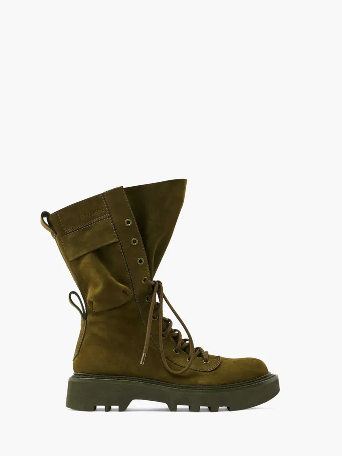 Women Boots JW Anderson COMBAT LEATHER BOOTS Khaki