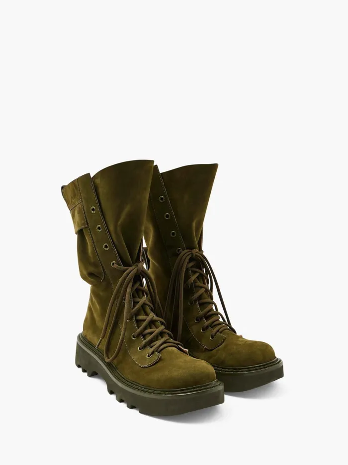 Women Boots JW Anderson COMBAT LEATHER BOOTS Khaki