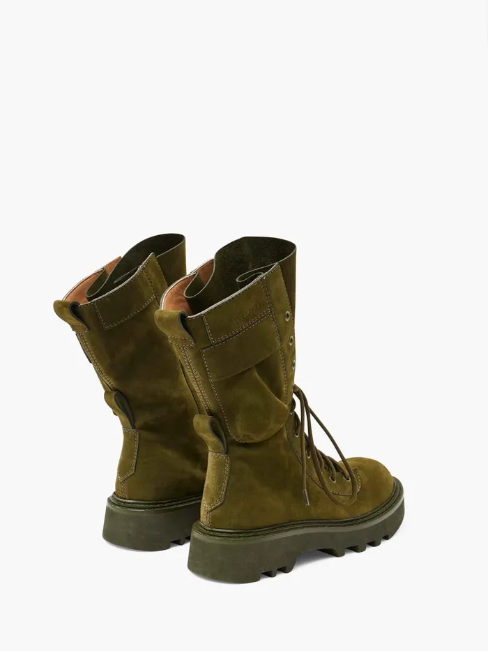 Women Boots JW Anderson COMBAT LEATHER BOOTS Khaki