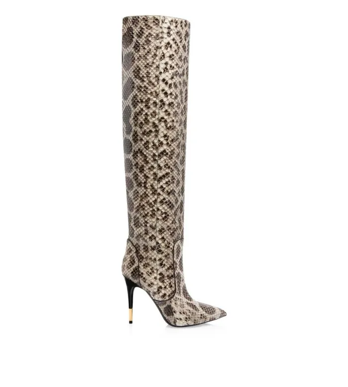 Women Boots Tom Ford Anaconda Over The Knee Boot Brownbeige