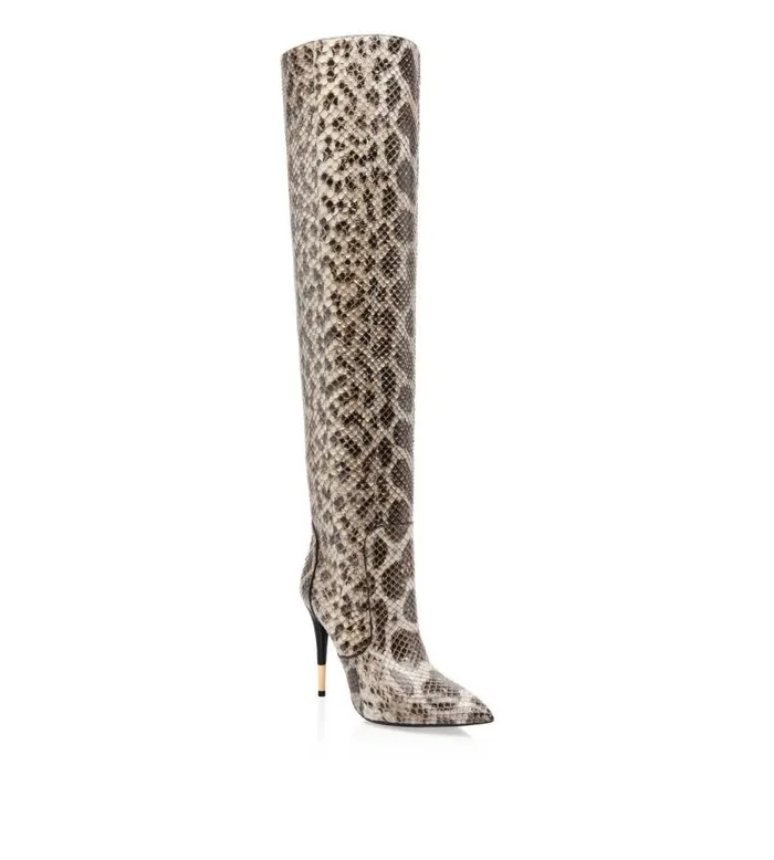 Women Boots Tom Ford Anaconda Over The Knee Boot Brownbeige Women Boots Tom Ford Anaconda Over The Knee Boot Brownbeige