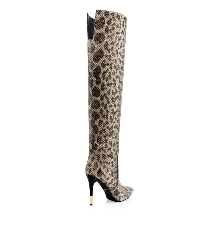 Women Boots Tom Ford Anaconda Over The Knee Boot Brownbeige Women Boots Tom Ford Anaconda Over The Knee Boot Brownbeige