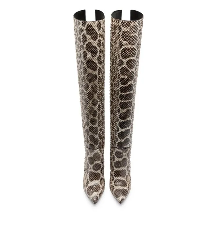 Women Boots Tom Ford Anaconda Over The Knee Boot Brownbeige Women Boots Tom Ford Anaconda Over The Knee Boot Brownbeige