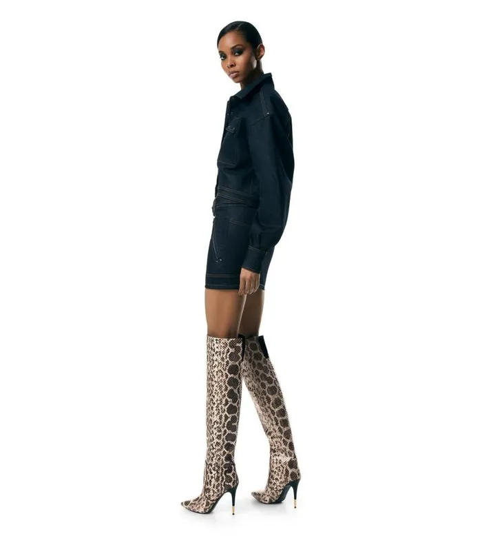 Women Boots Tom Ford Anaconda Over The Knee Boot Brownbeige Women Boots Tom Ford Anaconda Over The Knee Boot Brownbeige