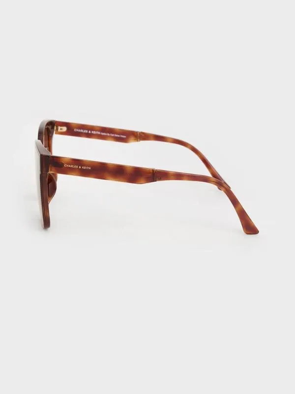 Women Brea Tortoiseshell Foldable Sunglasses 8211 T Shell CHARLES and KEITH Square