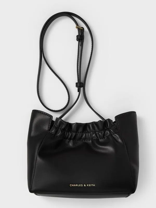 Women Brigette Ruched ChainHandle Shoulder Bag 8211 Black CHARLES and KEITH Slouchy Bags