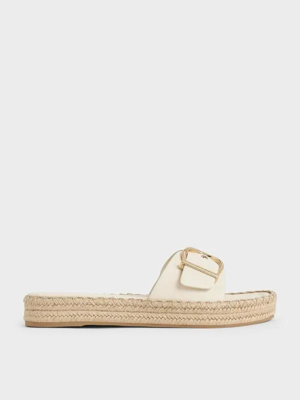 Women Buckled Espadrille Sandals 8211 Cream CHARLES and KEITH Flats