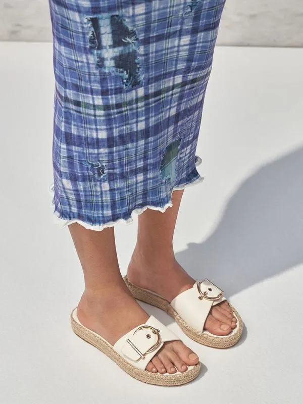 Women Buckled Espadrille Sandals 8211 Cream CHARLES and KEITH Flats