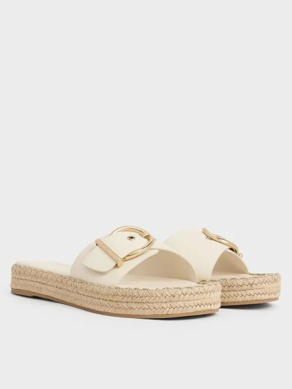 Women Buckled Espadrille Sandals 8211 Cream CHARLES and KEITH Flats