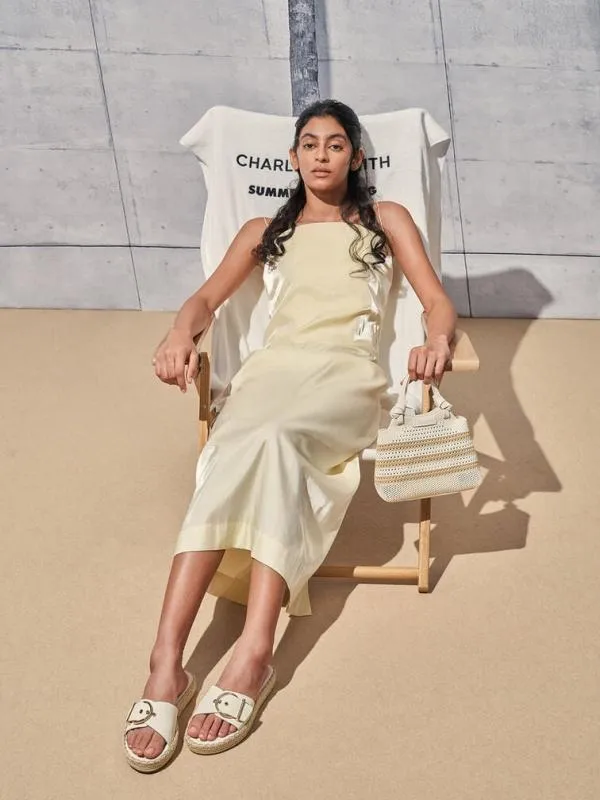 Women Buckled Espadrille Sandals 8211 Cream CHARLES and KEITH Flats