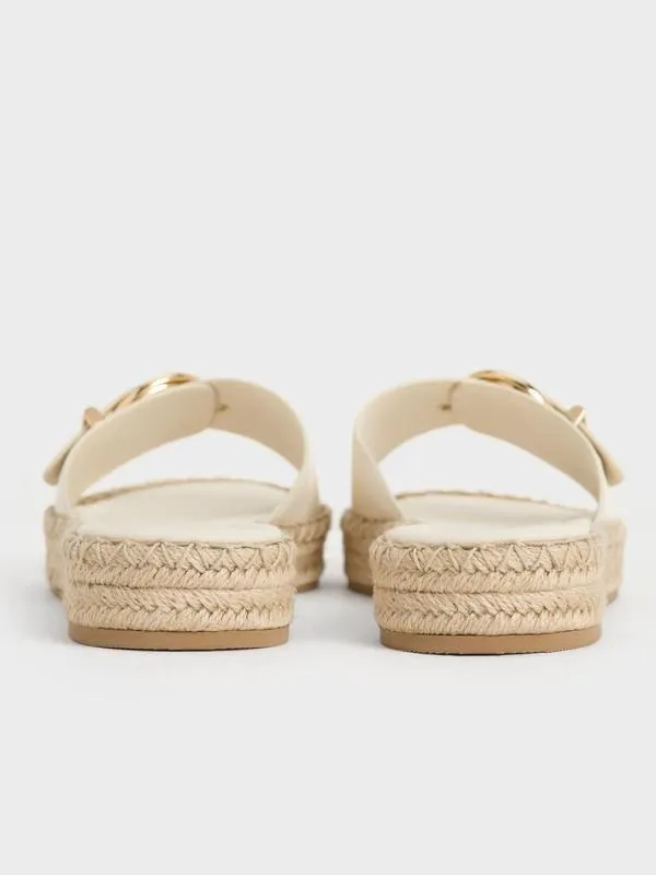 Women Buckled Espadrille Sandals 8211 Cream CHARLES and KEITH Flats