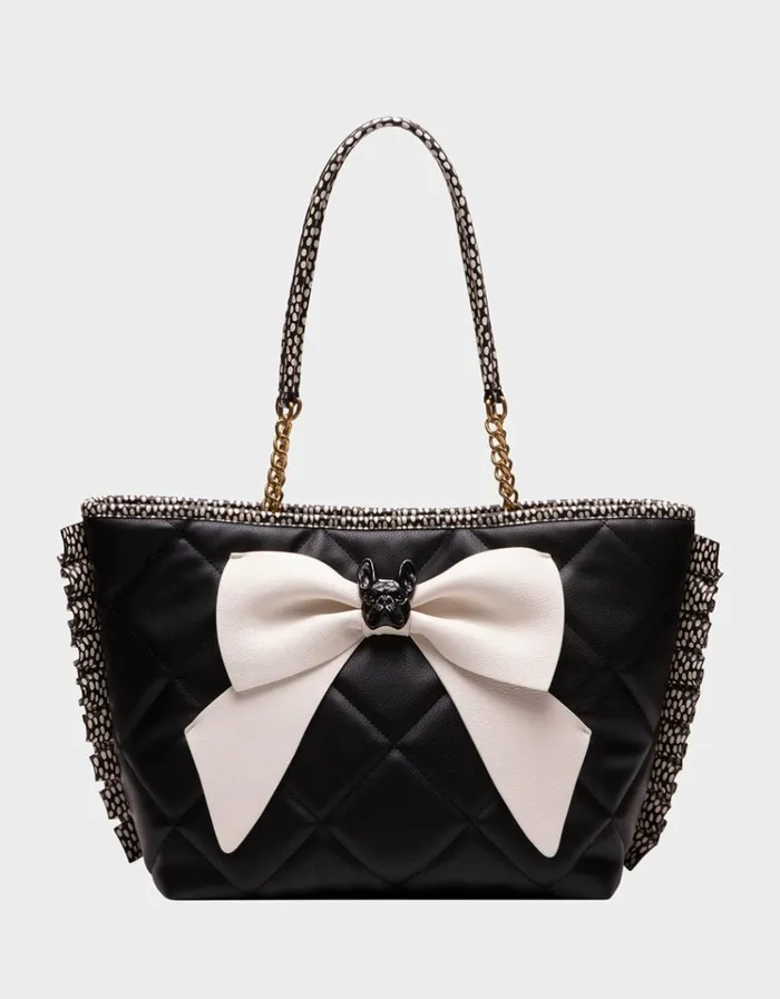 Women BULLDOG BOW TOTE BLACKWHITE Betsey Johnson