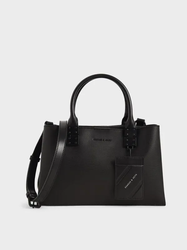 Women Cameron Double Top Handle Bag 8211 UltraMatte Black CHARLES and KEITH Top Handle Bags