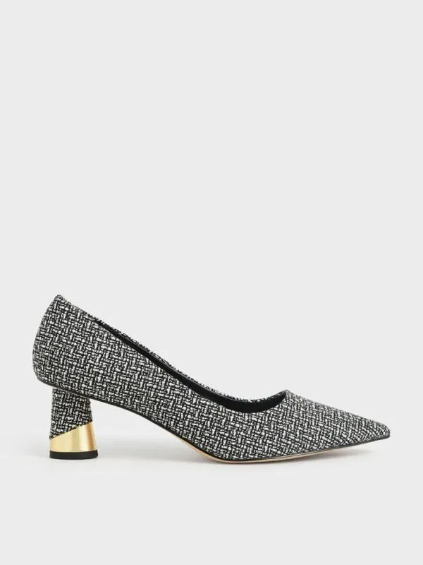 Women Cammie Metallic Sculptural Heel Tweed Pumps 8211 Multi CHARLES and KEITH Heels Women Cammie Metallic Sculptural Heel Tweed Pumps 8211 Multi CHARLES and KEITH Heels