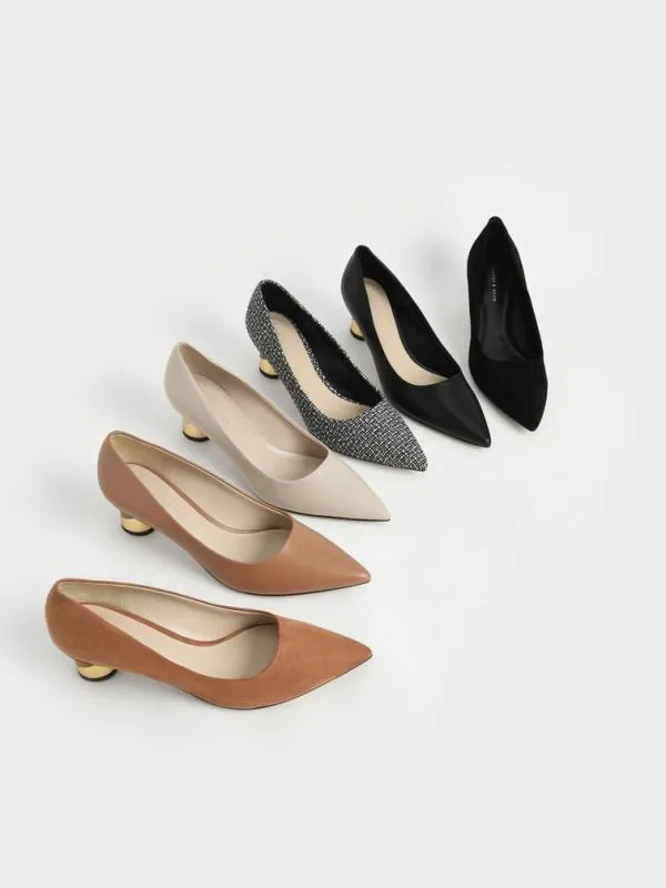 Women Cammie Metallic Sculptural Heel Tweed Pumps 8211 Multi CHARLES and KEITH Heels