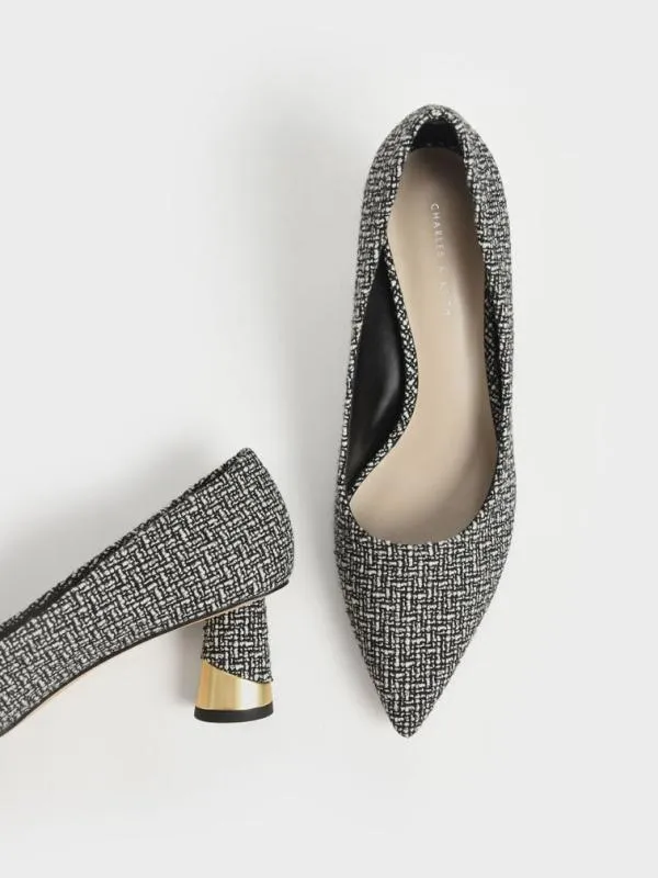 Women Cammie Metallic Sculptural Heel Tweed Pumps 8211 Multi CHARLES and KEITH Heels