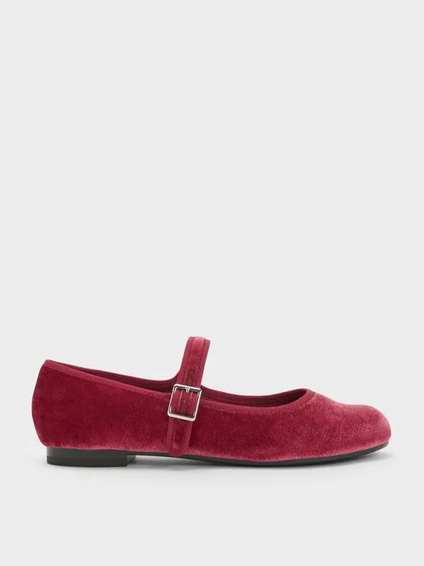 Women Carmel Velvet Buckled Mary Jane Flats 8211 Pink CHARLES and KEITH Ballet Flats Women Carmel Velvet Buckled Mary Jane Flats 8211 Pink CHARLES and KEITH Ballet Flats