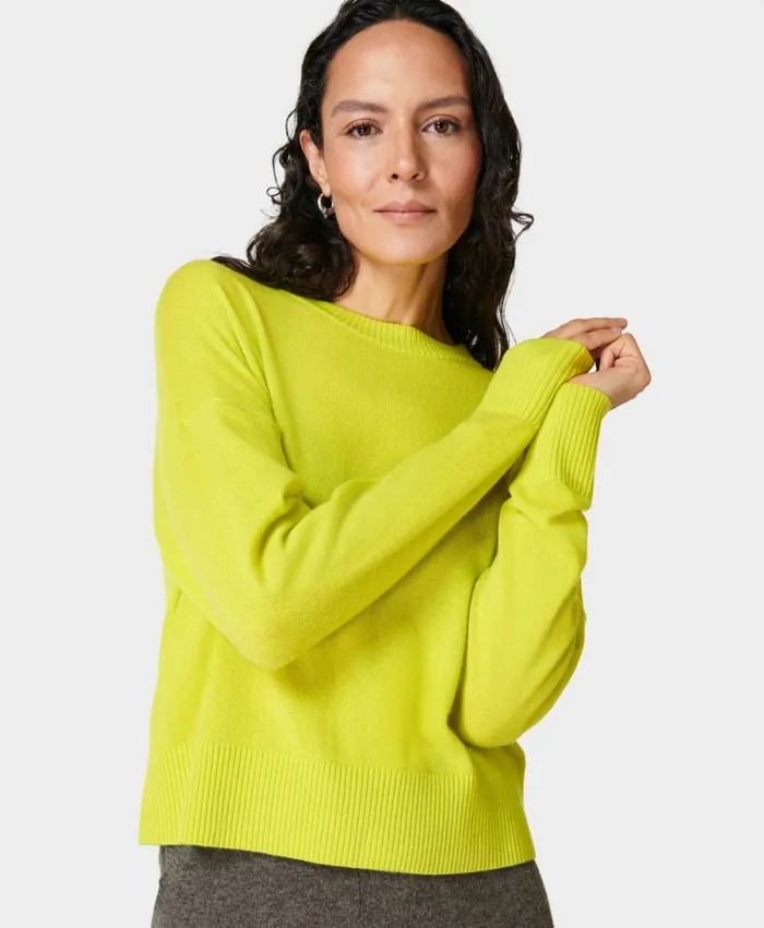 Women Cashmere Blend Jumper Acid Yellow Sweaty Betty Knitwear